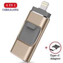 Load image into Gallery viewer, USB flash drive for iPhone series and Android pen drive 4 in 1