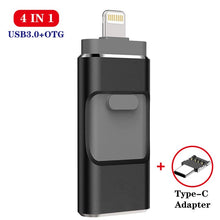 Load image into Gallery viewer, USB flash drive for iPhone series and Android pen drive 4 in 1